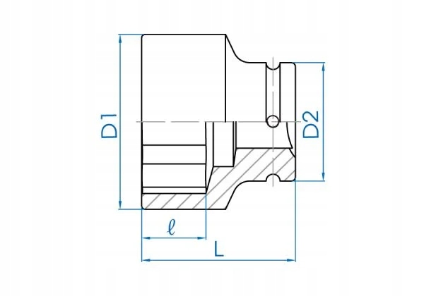 NASADKA KRÓTKA UDAROWA 1-1/2" 33mm x 80mm, 6-kąt King Tony Marka King Tony