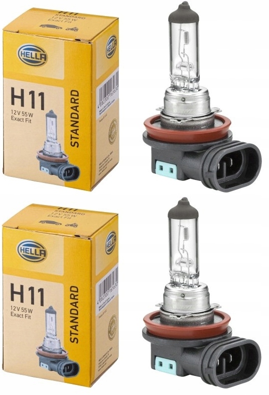 2x Hella Żarowki H11 12V 55W Z Cokołem PGJ19-2 2 Sztuki