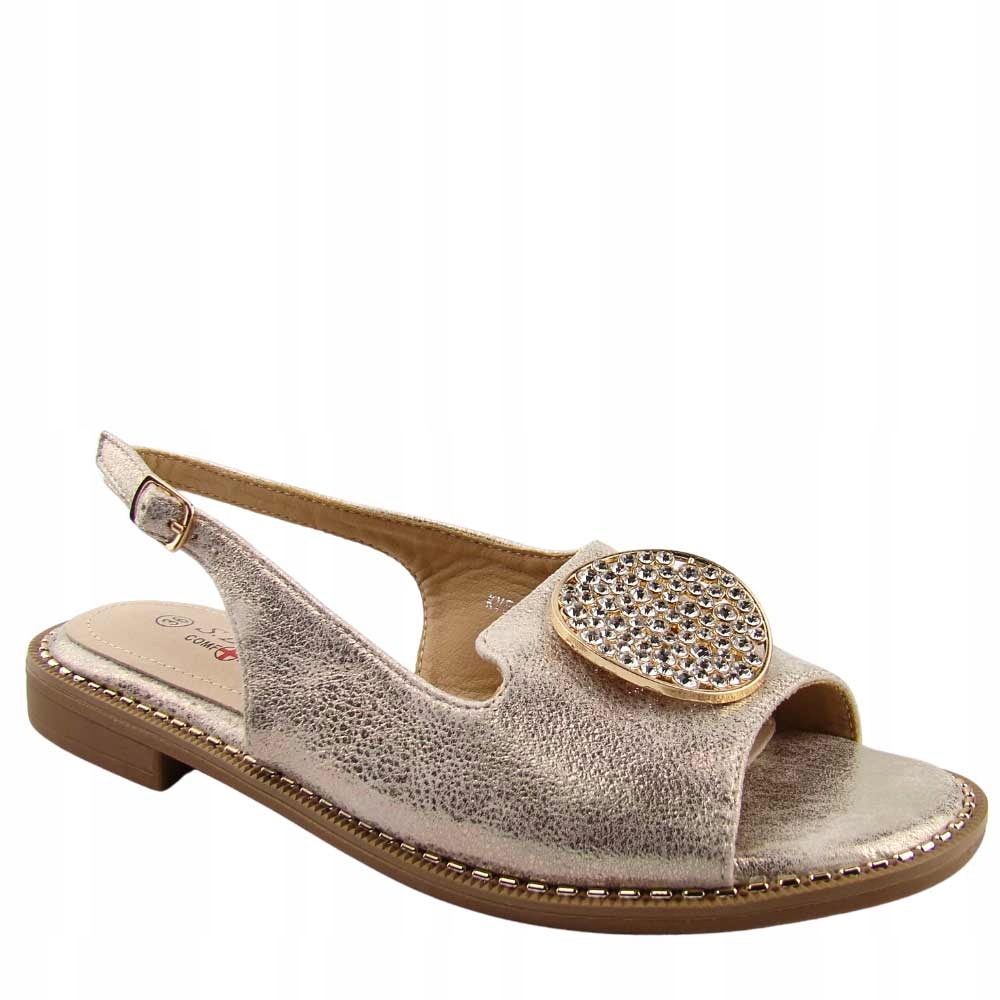 Dámské elegantní ploché sandály S.Barski KV51-083 zlaté vel. 39