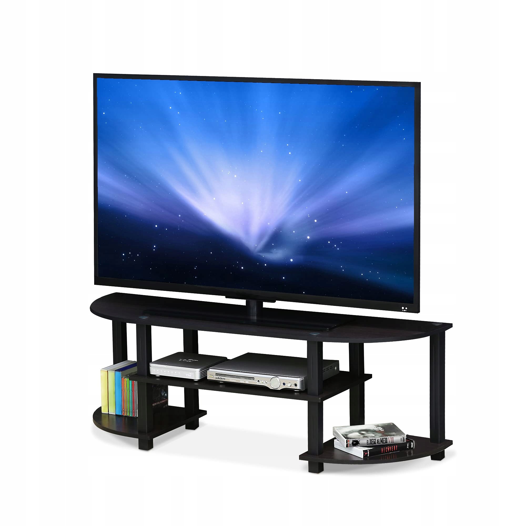 Furinno Tv stojan Turn-S-Tube pre Tv do 55 palcov, tmavý orech