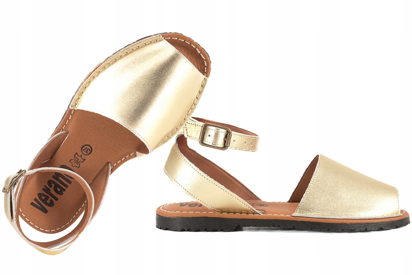 Verano 2201-E Dámské Sandály Španělské Kůže zlaté Zlaté 35