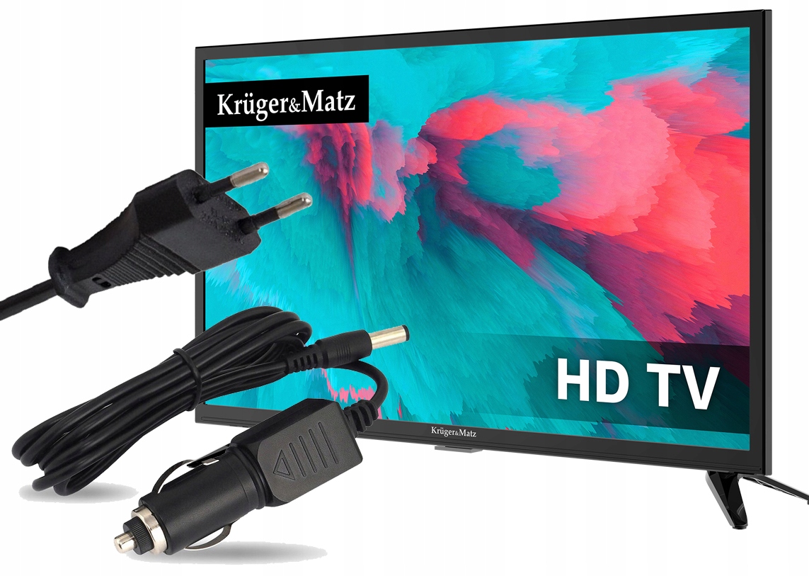 TELEWIZOR 24' HD LED KRUGER&MATZ 230/12V DVB-T2 BUS KAMPER JACHT + ZASILACZ