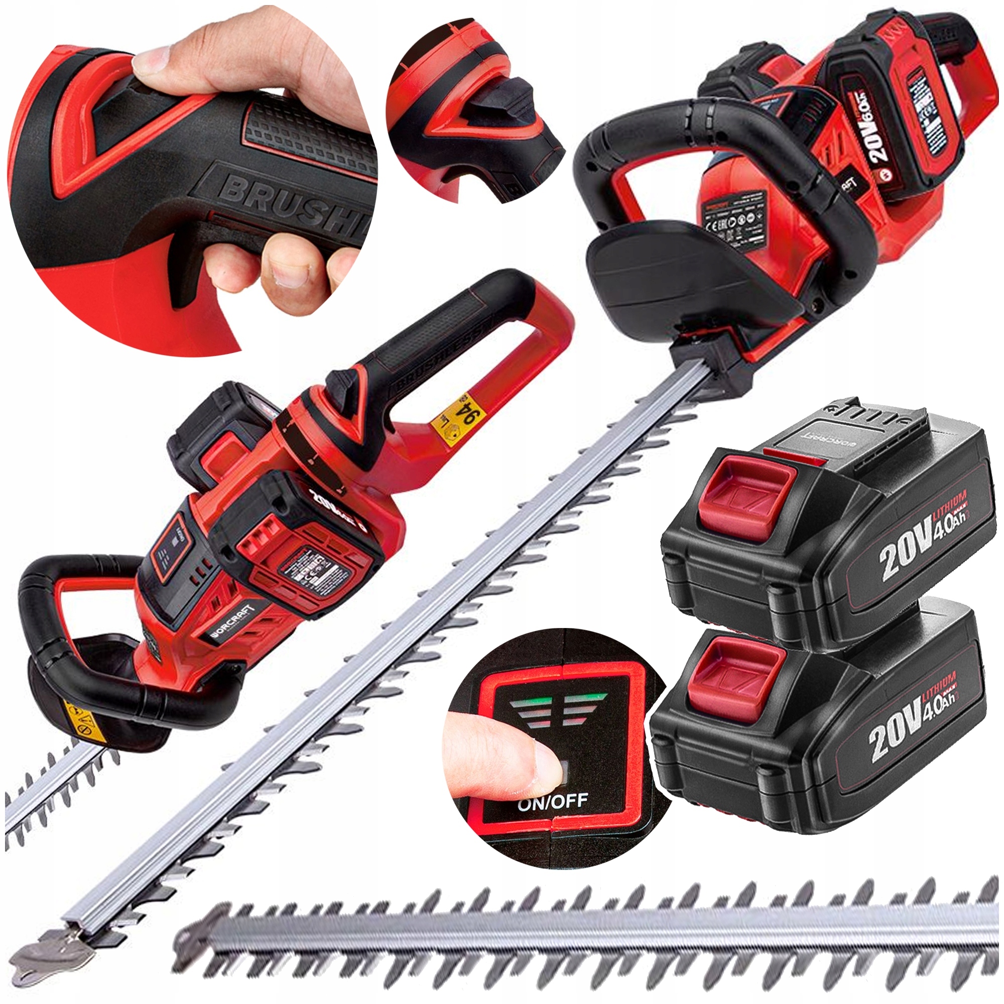 Akumulatorowe nożyce do żywopłotu Worcraft CHT-S40LIB +2x Akumulatory 4.0Ah