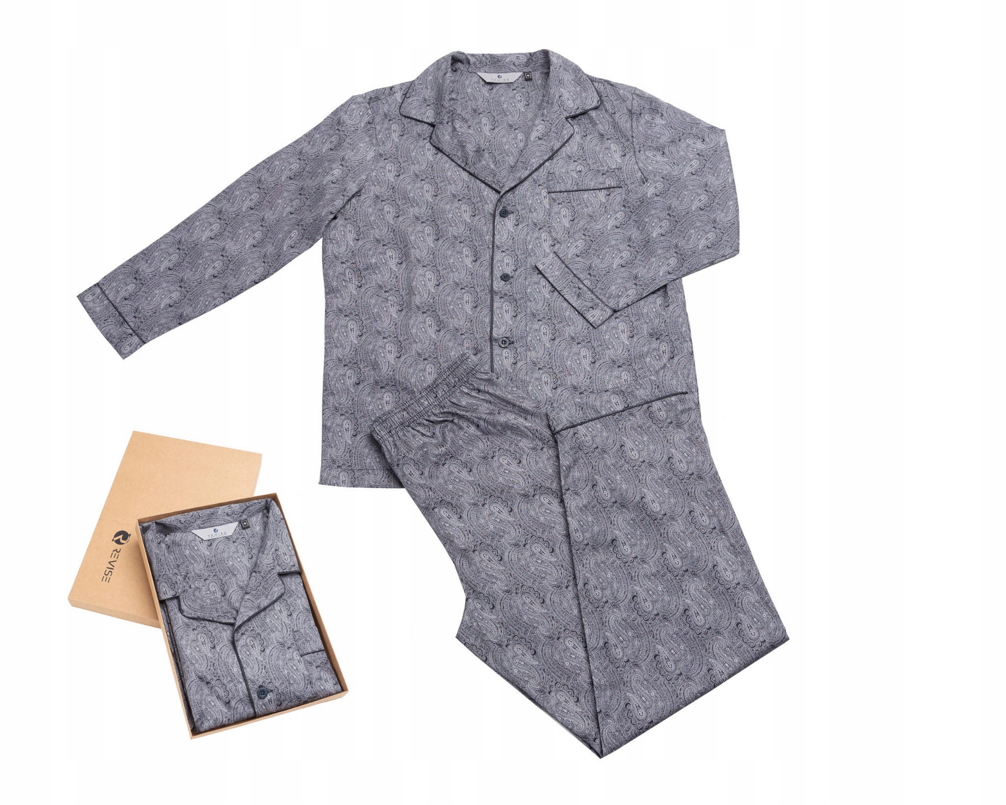 Klasické pánské pyžamo RE-910 C2 Černo-šedé 100% bavlna S