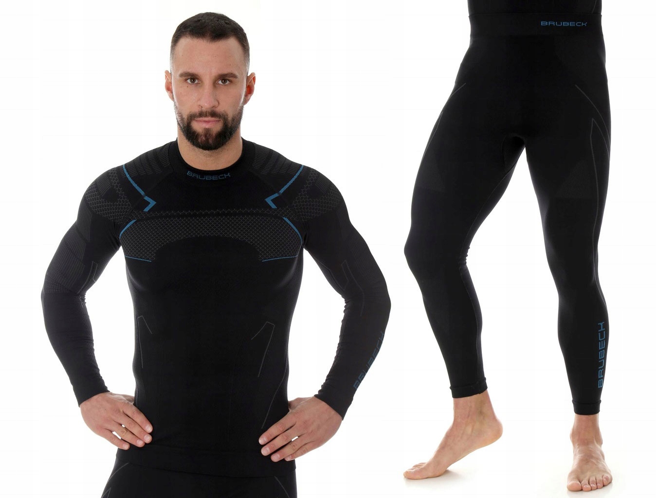 Ciepły Komplet odzieży termoaktywnej męskiej narciarskiej Brubeck czarny M