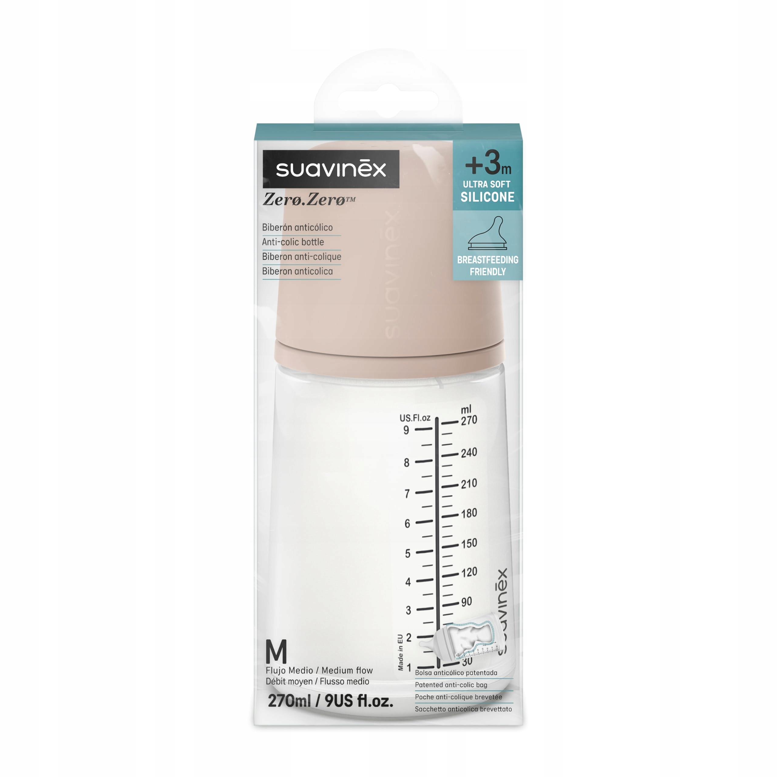 SUAVINEX Butelka Antykolkowa Zero Zero Dla Niemowląt Od 3 Miesięcy 270 ml — miniatura 2