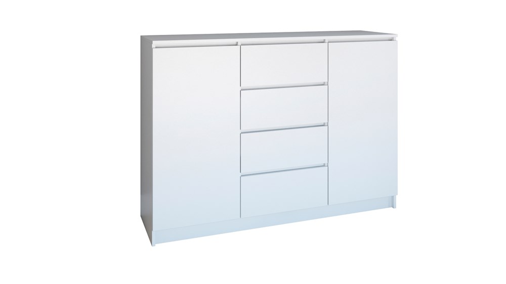 DUŻA BIAŁA KOMODA 120CM BIEL SŁUPEK REGAŁ SZAFKA DRZWI SZUFLADY KORYTARZ