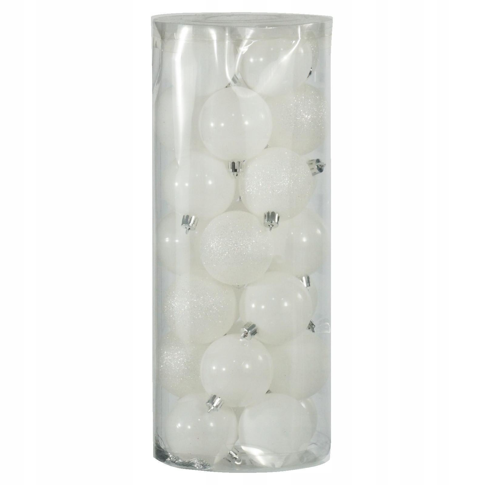 

Białe nietłukące bombki choinkowe 28 szt. 6 cm