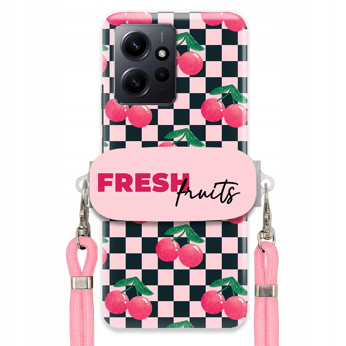 Pouzdro pro Xiaomi Redmi Note 12 4G Růžové vodítko Držák Praktické Fresh Fruits