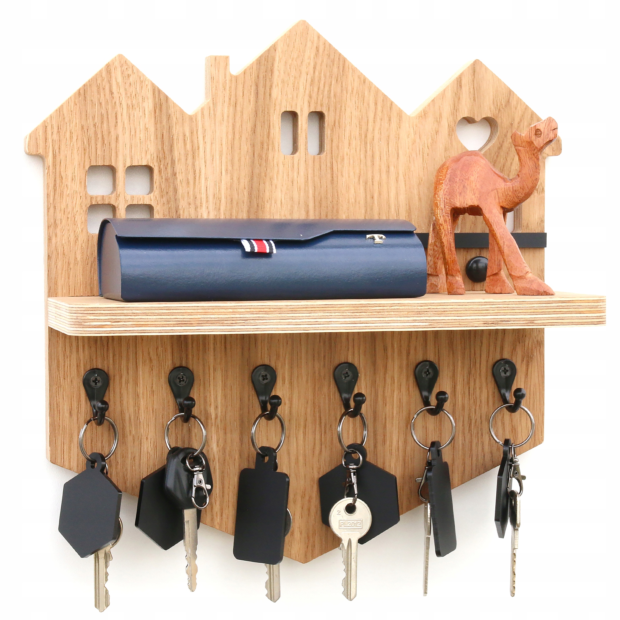 Organizér na klíče police domeček 28x30 cm předsíň věšák WoodExpert
