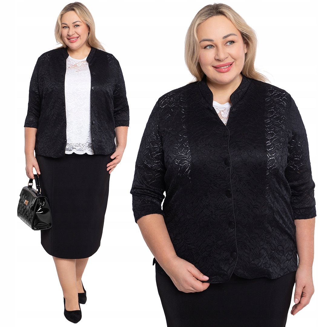 Černá lehká sako z krajky plus size velikost 52/54