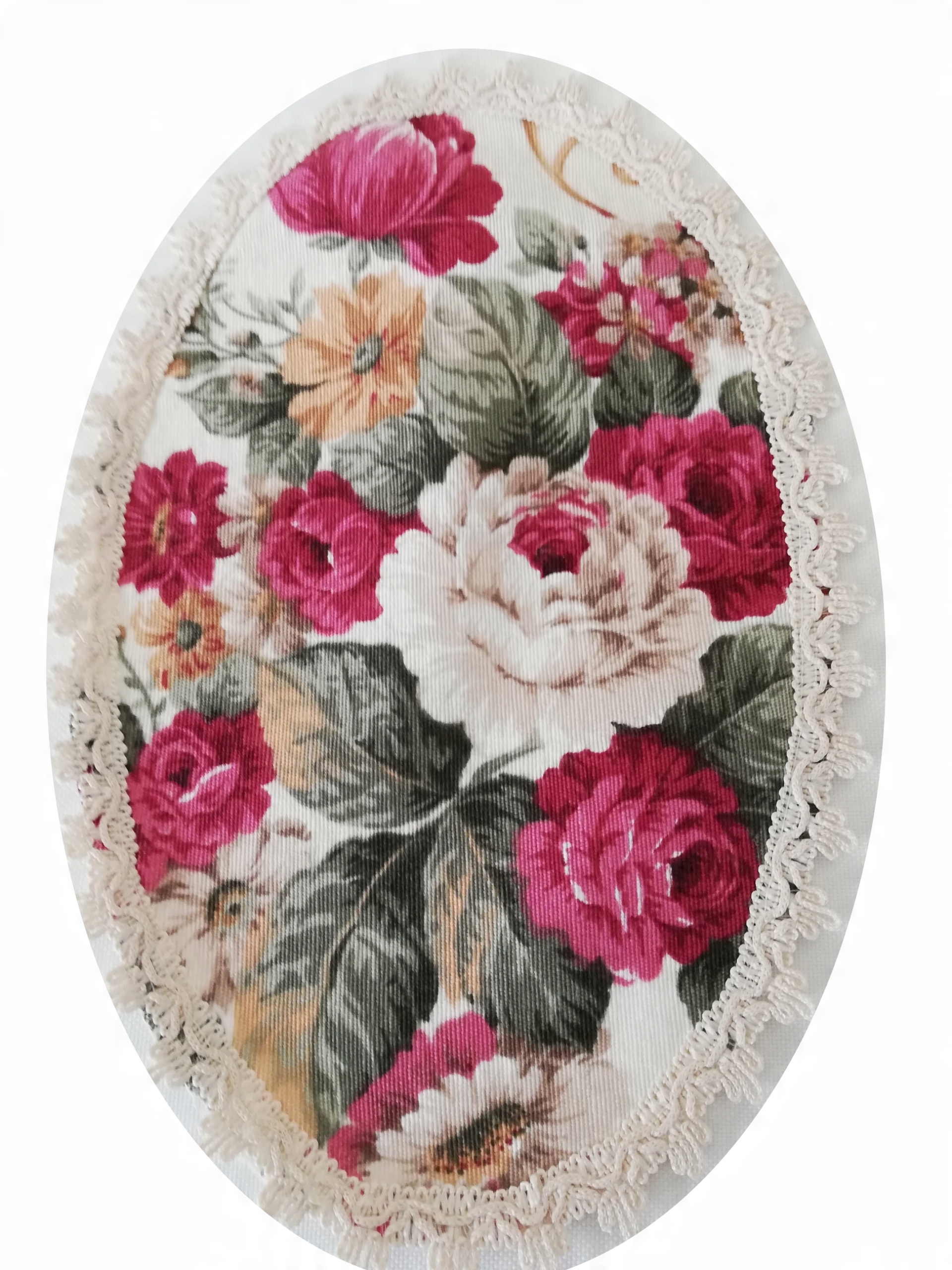 

Serwetka mała owalna 18/28 cm róże koronka ecru