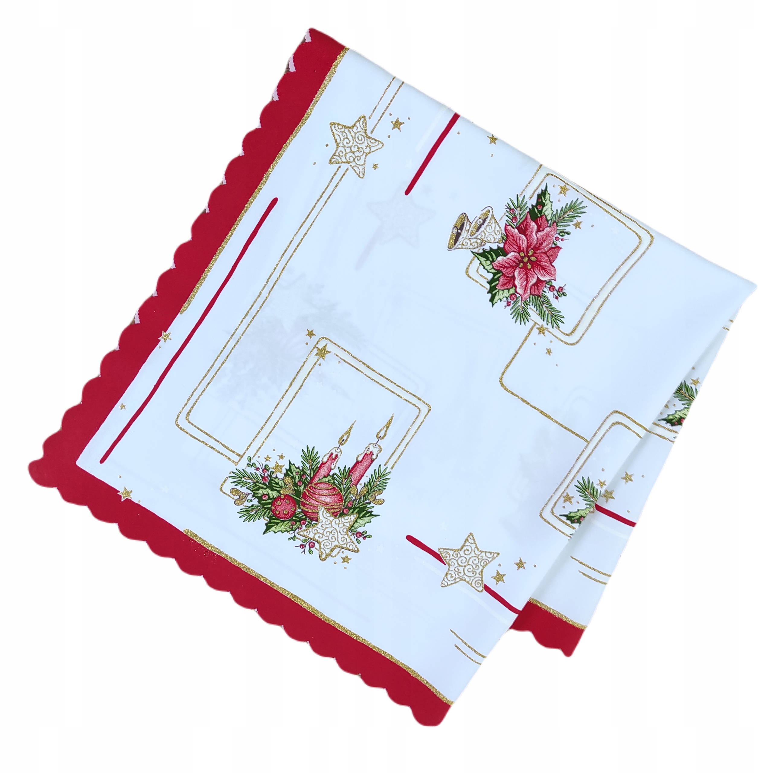 

Obrus Świąteczny 90 x 90 cm czerwona lamówka