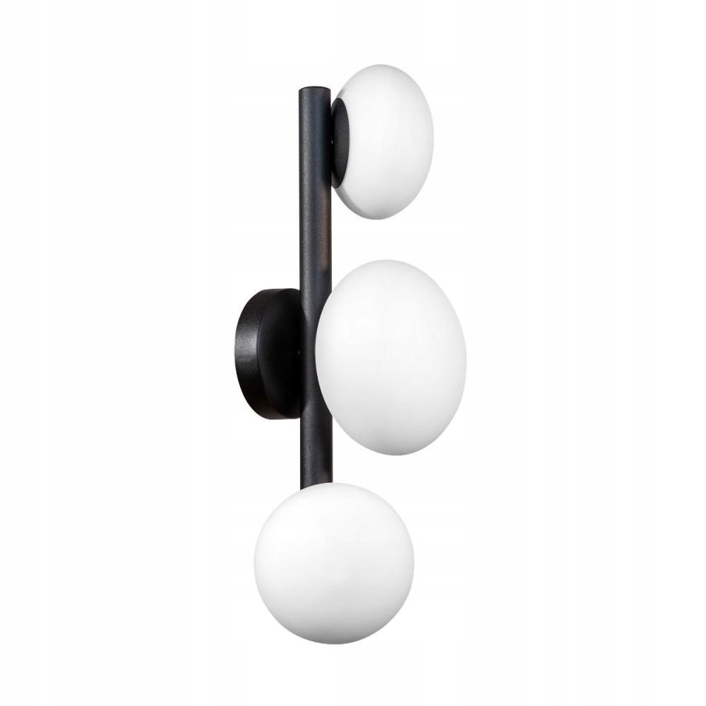 Čierna trojitá nástenná lampa s mliečnymi tienidlami Omi 1178 Zuma Line