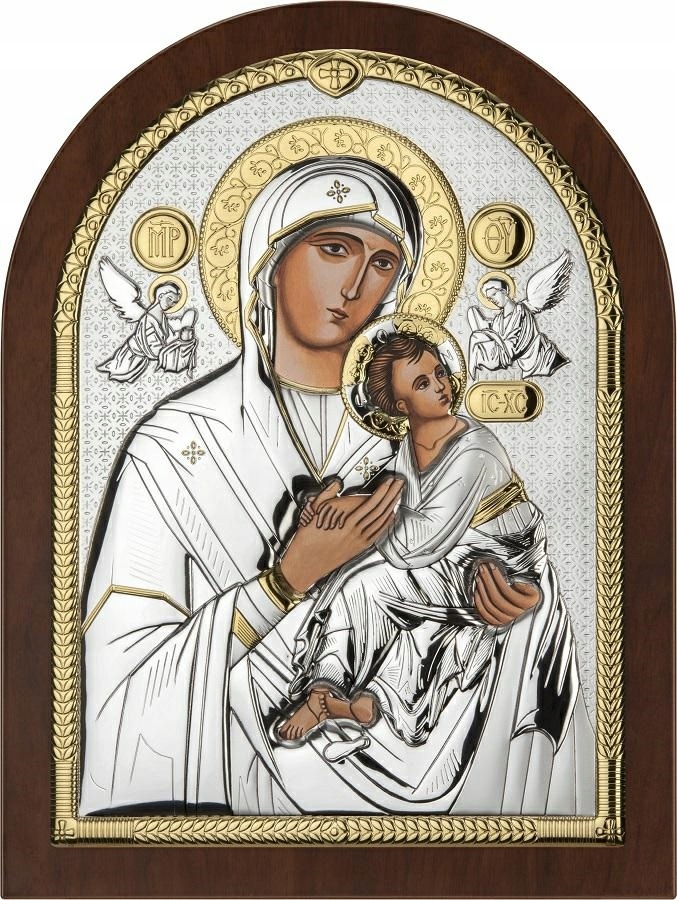 Obraz Panna Maria s neustálou pomocí 21,5 x 28,5 cm zlato stříbrný Gravír