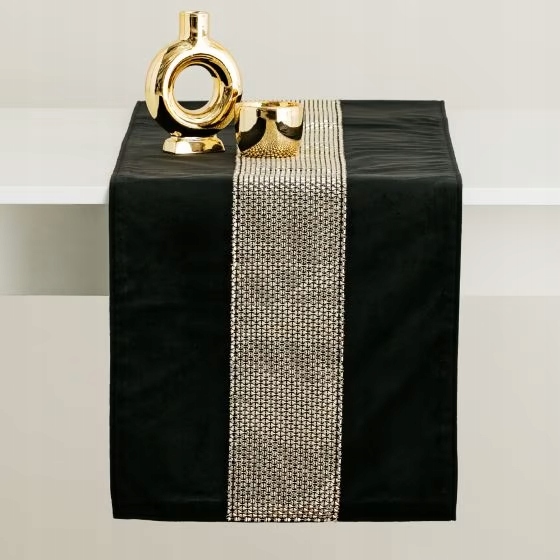 

Bieżnik glamour Złoto Czarny 35/180