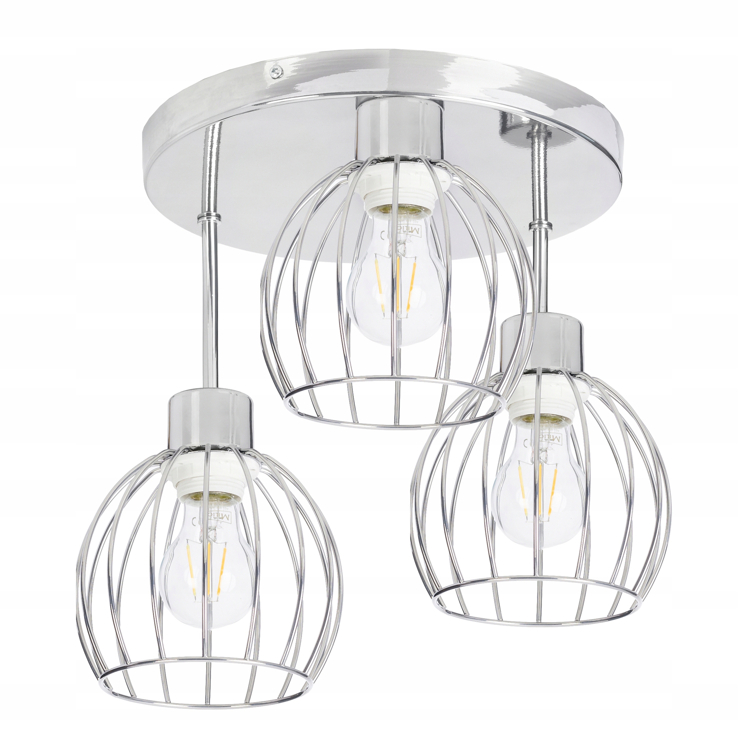 Lampa stropní svítidlo lustr vysoký loft drát kulička chrom