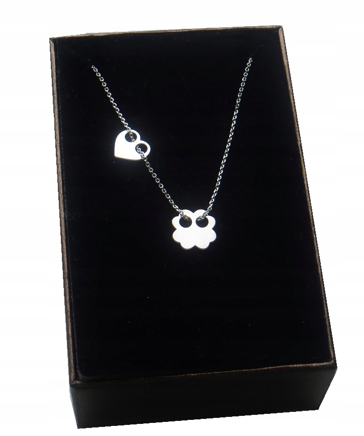 

-40% Srebrny naszyjnik celebrytka serce koniczynka