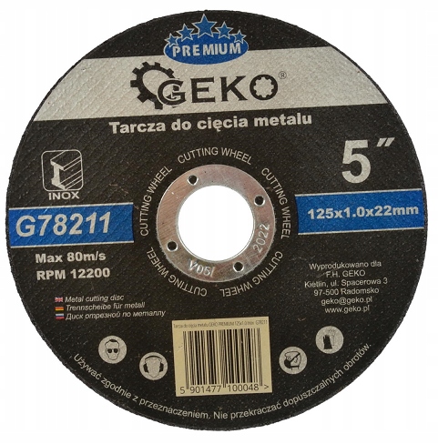 

Tarcza Do Cięcia Stali Metalu 125mm 125x1,0 Inox