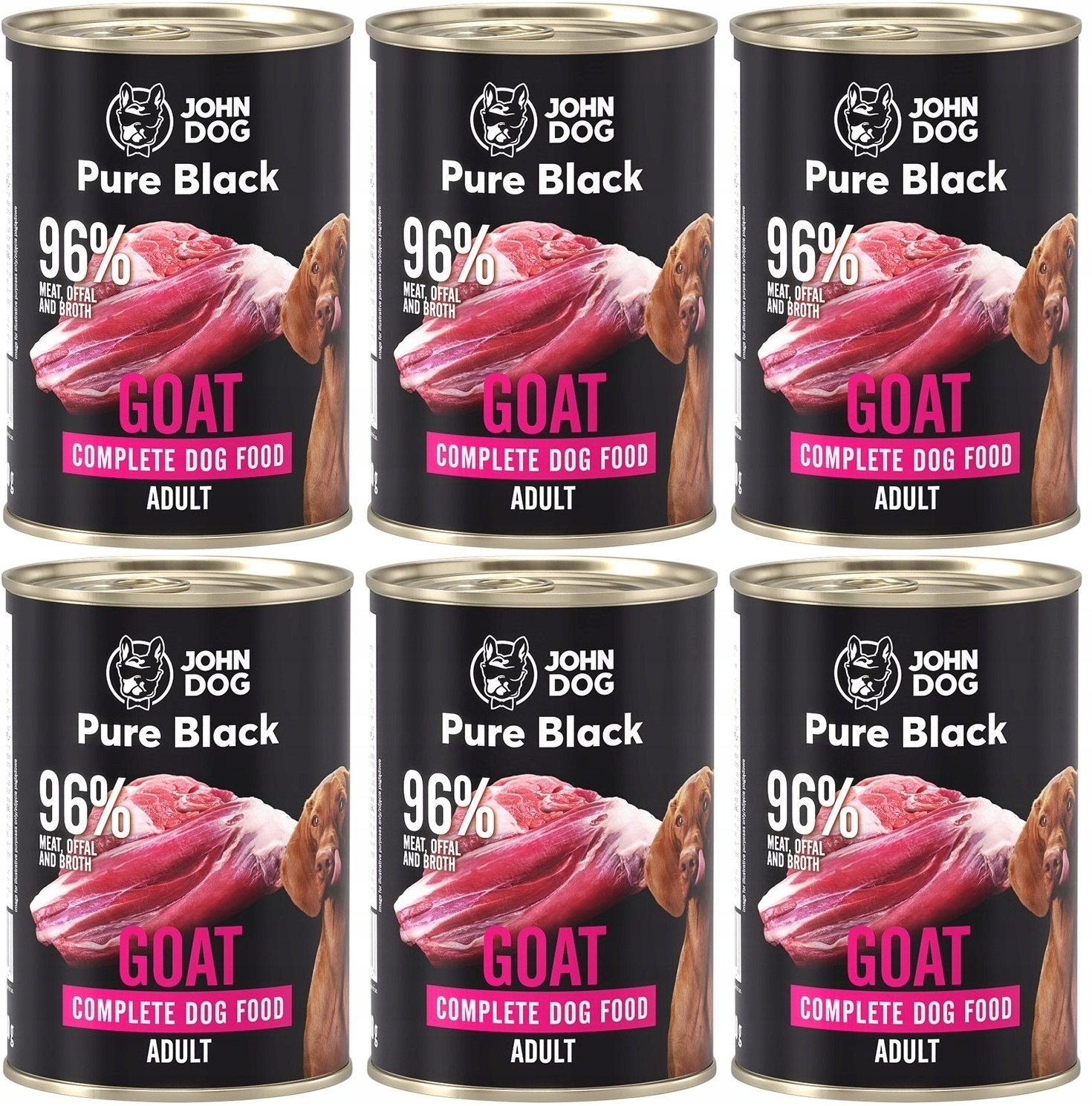 Levně John Dog Pure Black Adult Goat 6 x 400 g