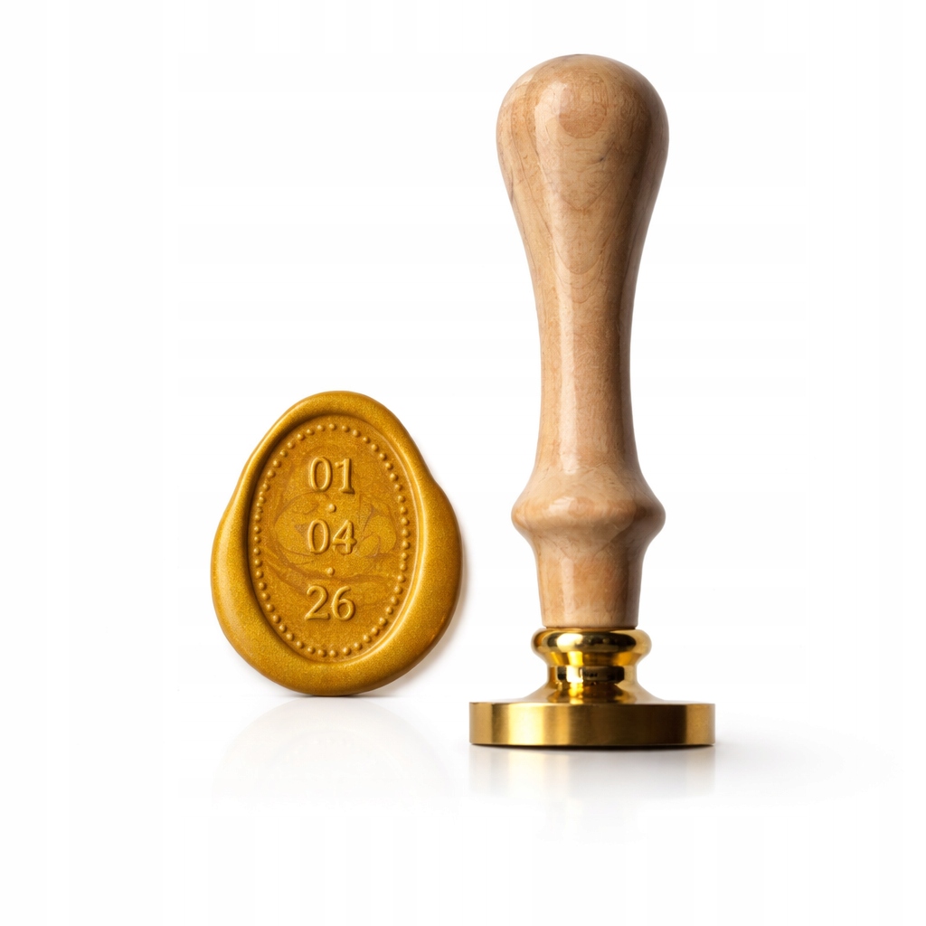 Stempel do laku ślubny owalny personalizowany z datą inicjałami pieczęć lak