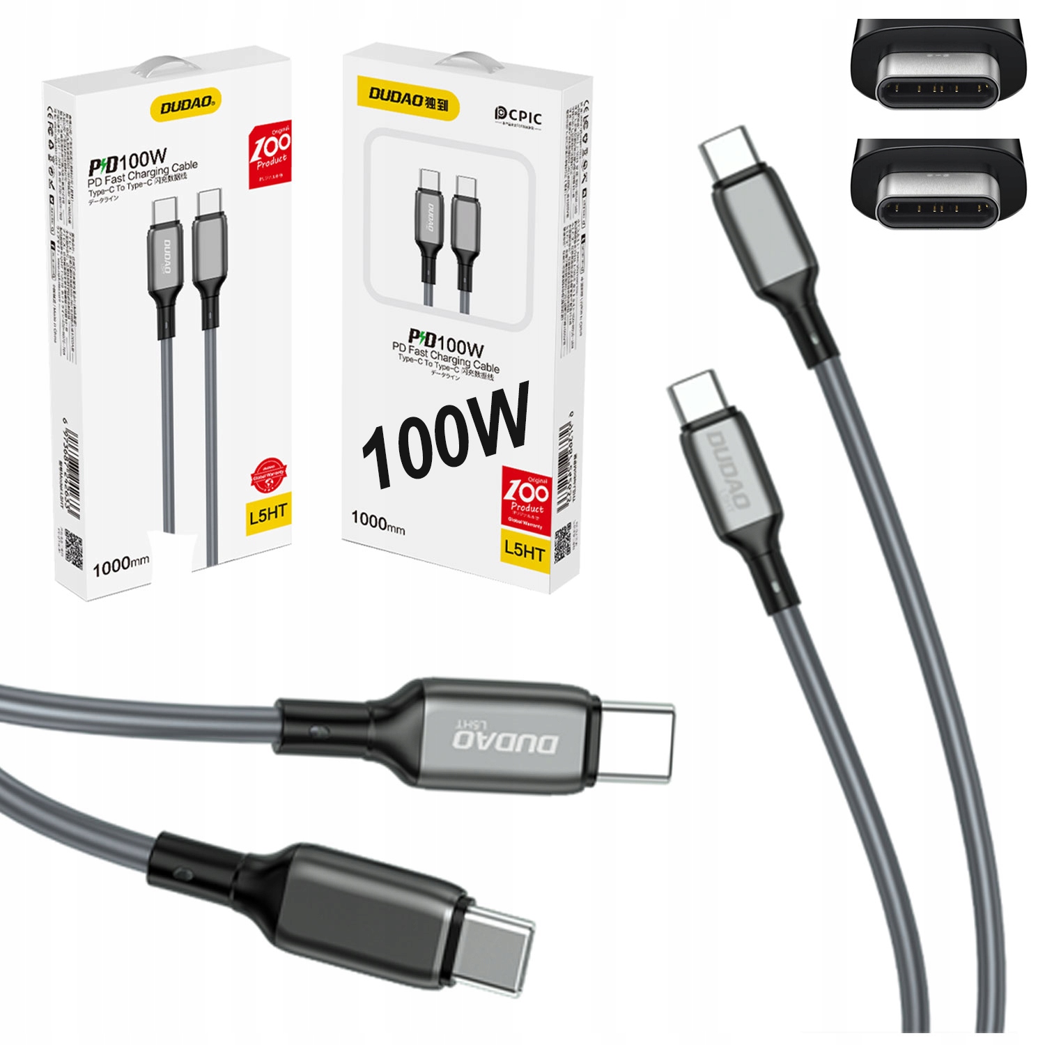 

Kabel Przewód Usb typ C Usb typ C Dudao 1m 100W