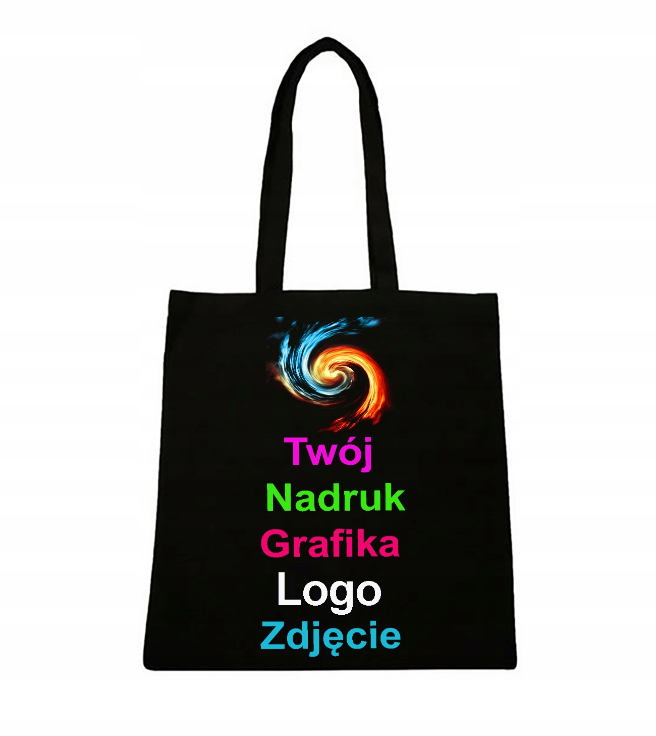 

Torba Bawełniana Czarna Własny Nadruk Zdjecie Logo