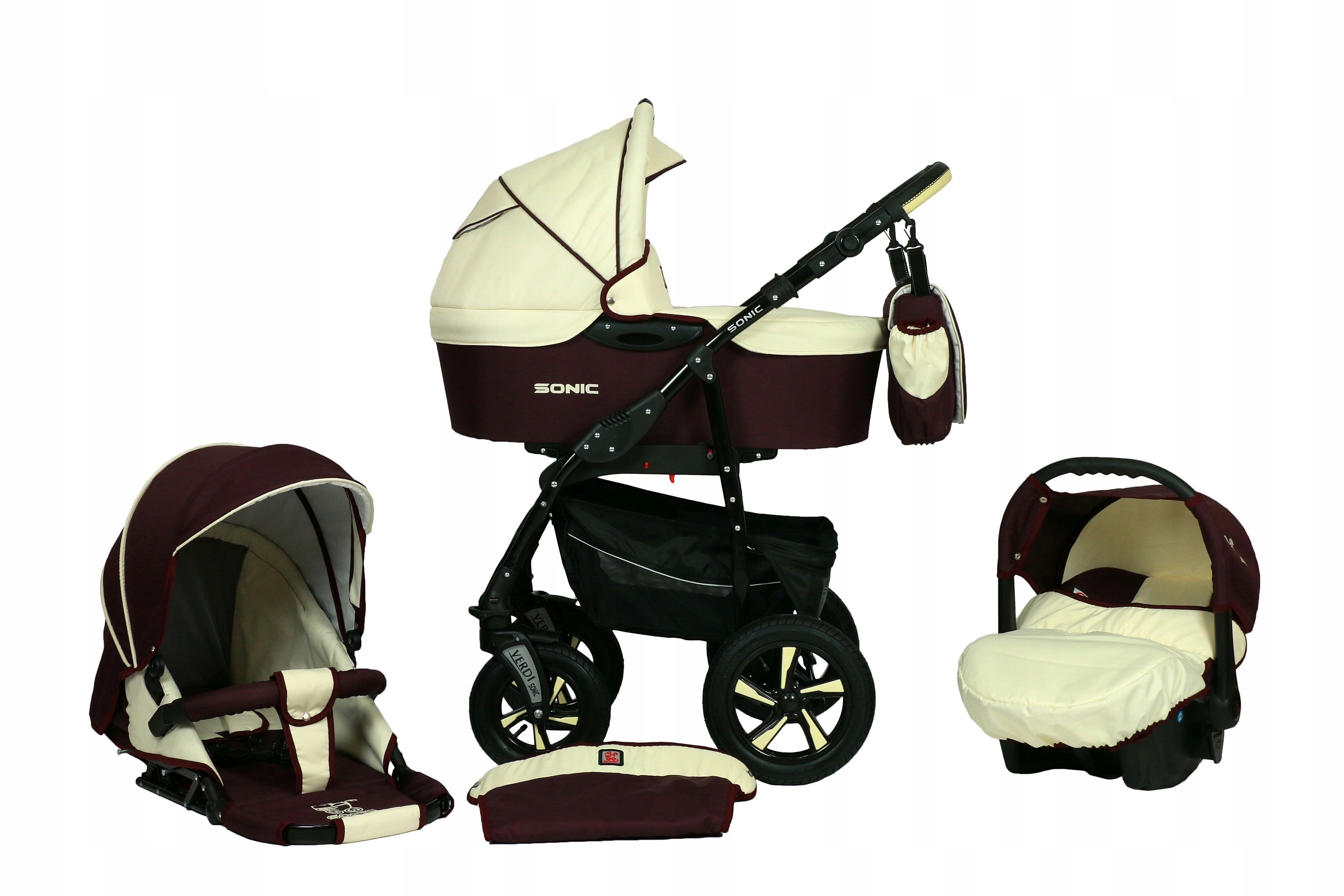 WÓZEK DZIECIĘCY VERDI SONIC 3W1+ TORBA + AKCESORIA