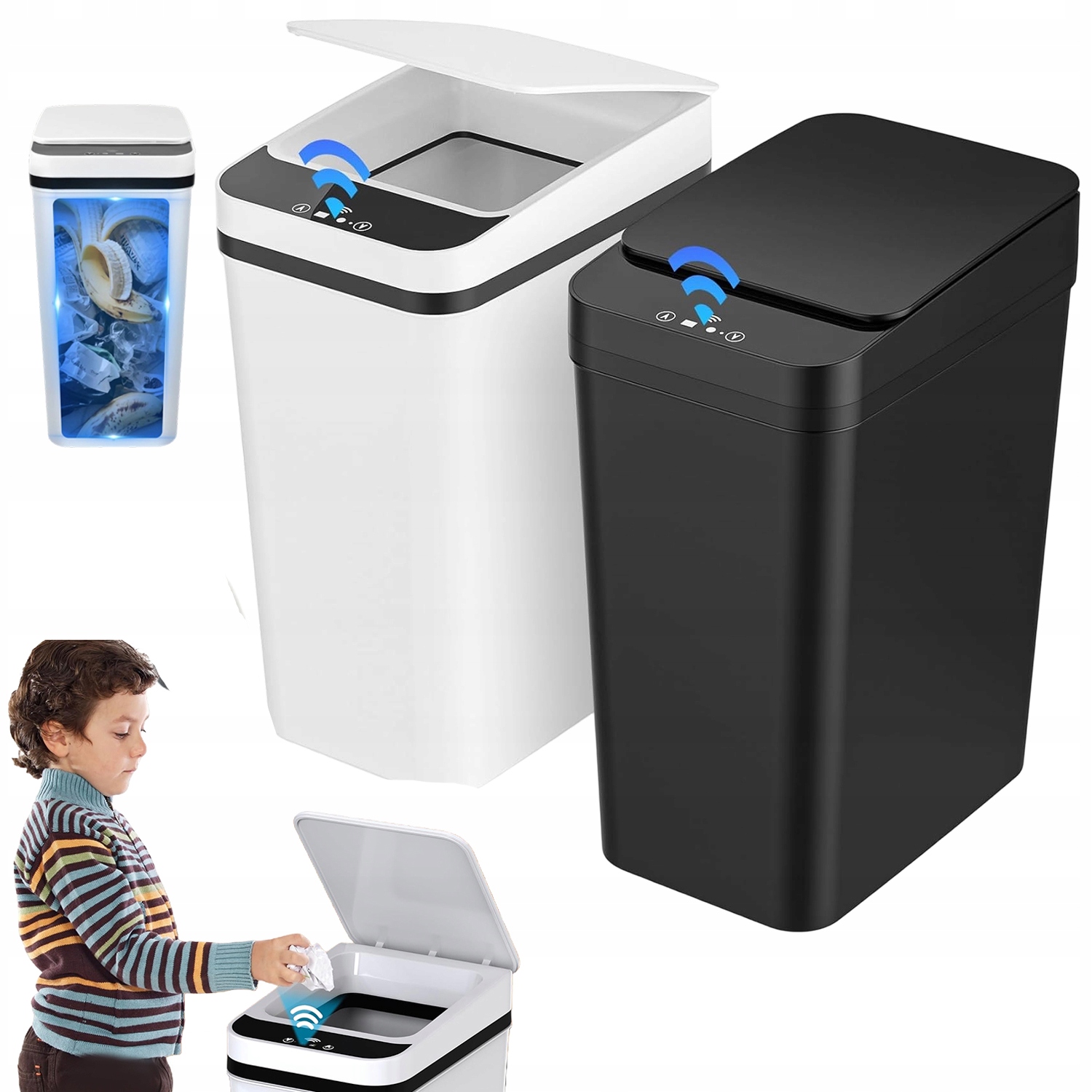 Levně 2 Ks Odpadkový Koš Se Senzorem, Velká Objem Pro Kuchyň Obývacího Pokoje Ložnice