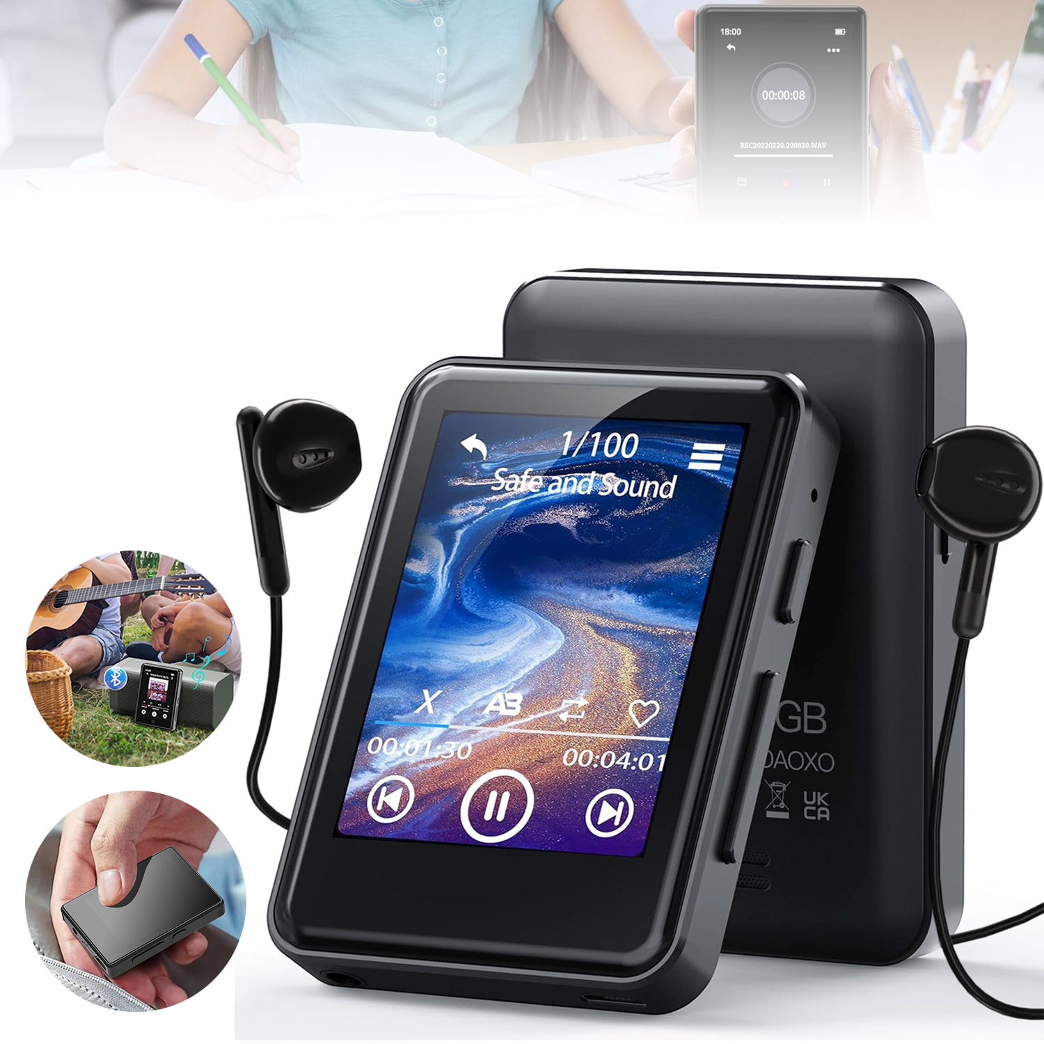 Malý klasický sportovní MP3 přehrávač s 2.4" obrazovkou, Fm rádio nahrávání