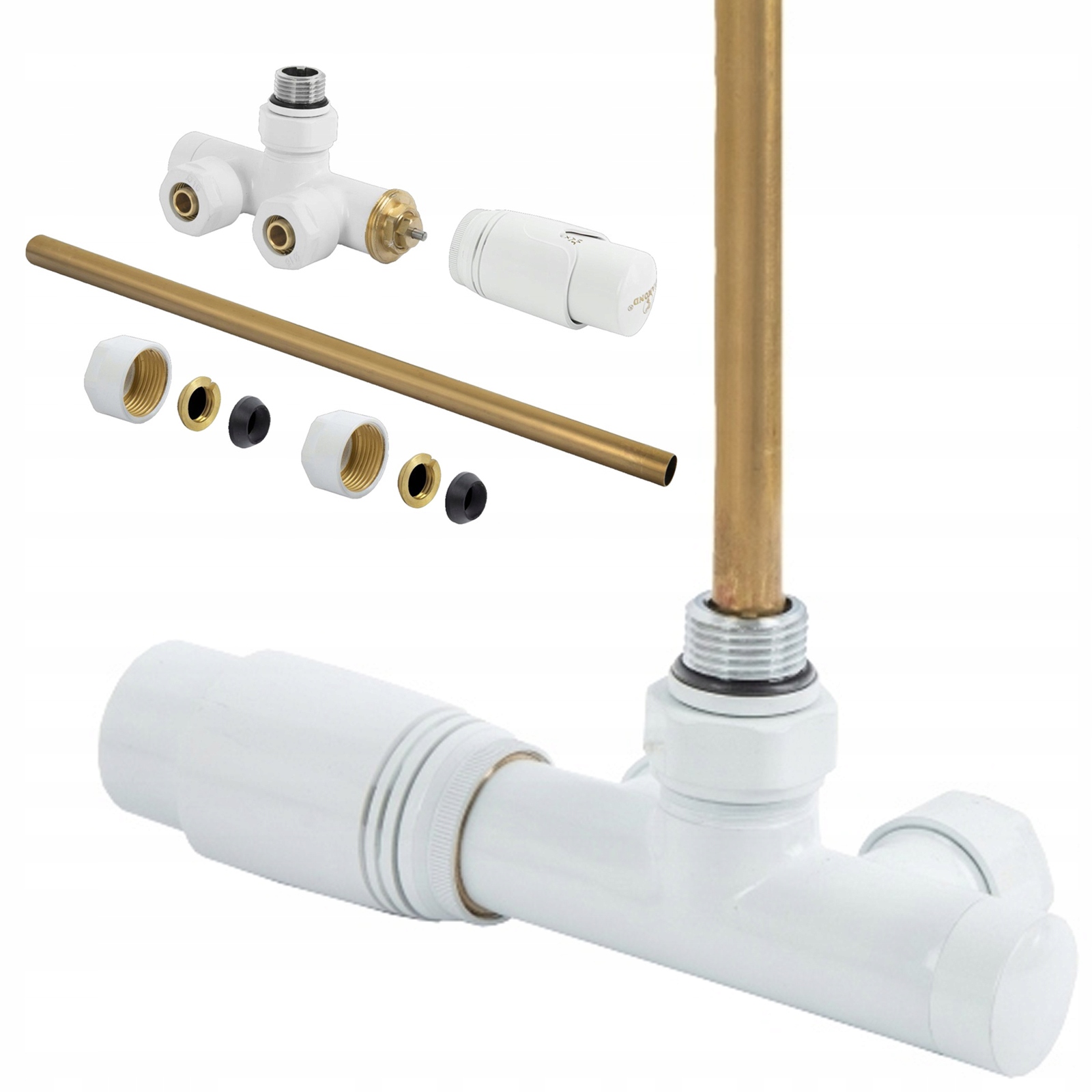 Jednootvorový Termostatický Ventil Spojený S Radiátorem Žebříku, Bílý