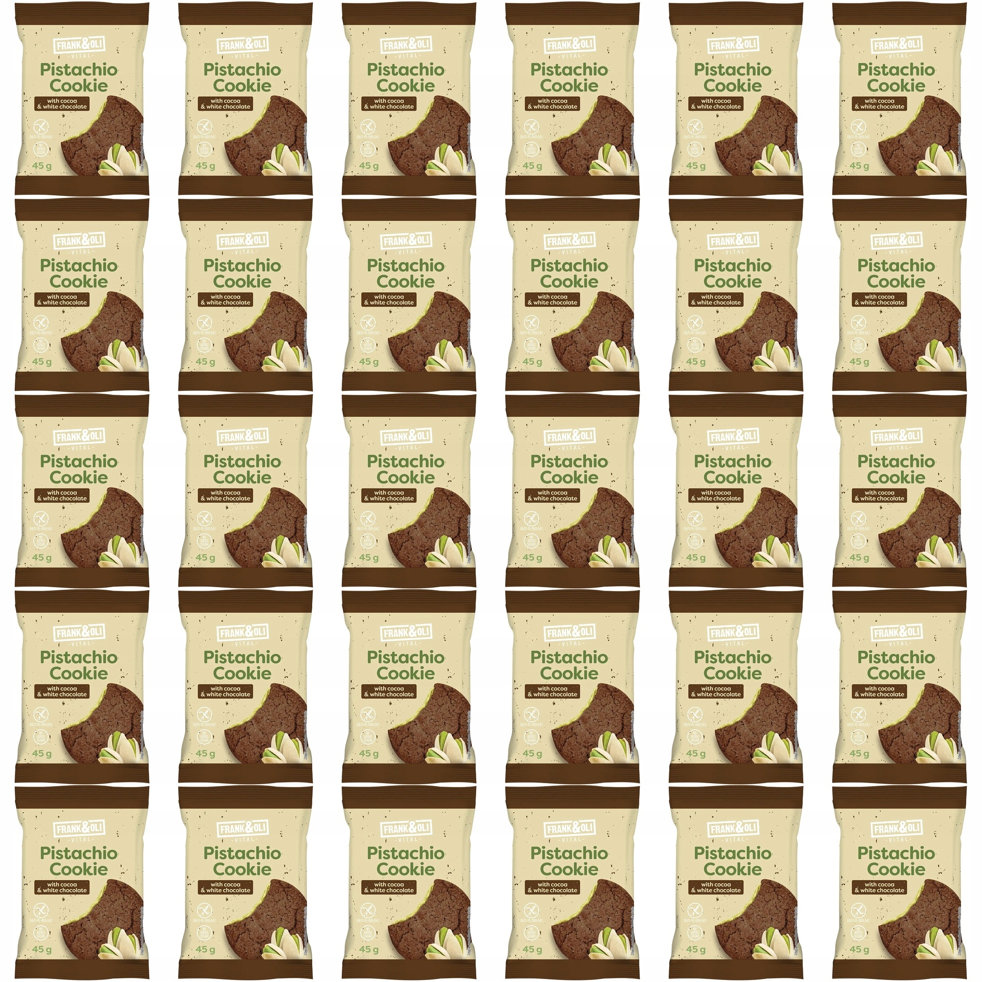 Zestaw ciasteczek Frank&Oli Ciasteczko pistacjowe z Kakao i Białą 30 szt.