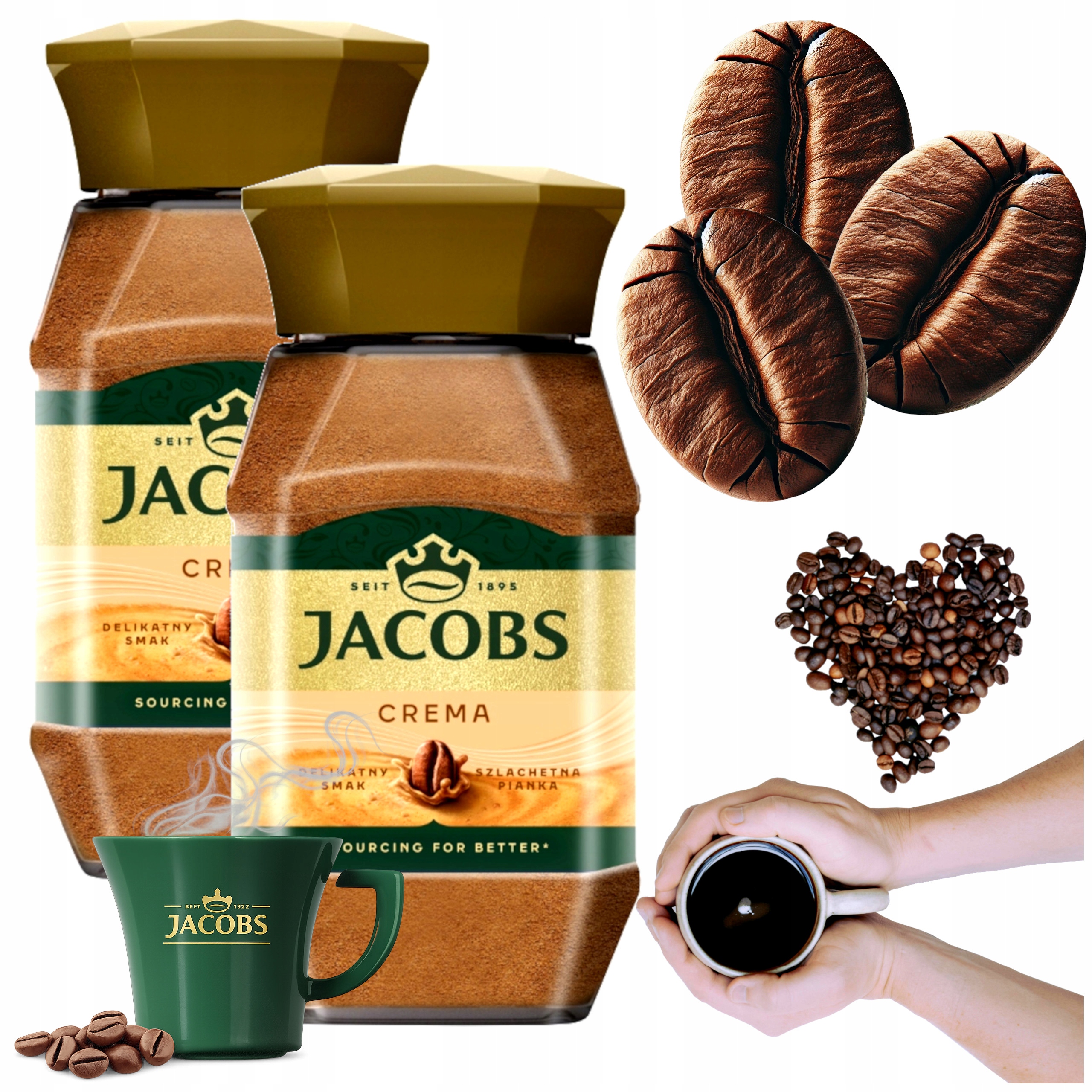 Káva Jacobs Rozpustná 200 g x2 Crema Ve Sklenici Instant Original Cafe