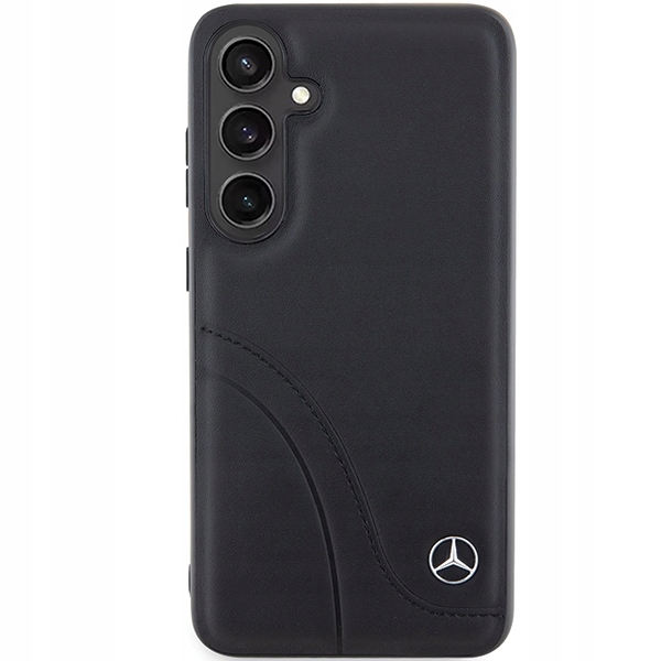 Etui Mercedes Leather Curved Stitches na Samsung Galaxy S24 czarne