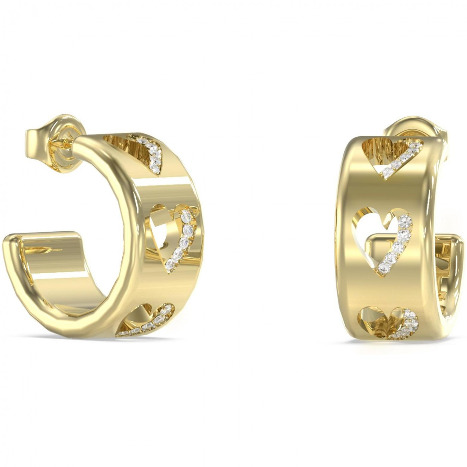 Náušnice zlaté Guess zirkon srdce