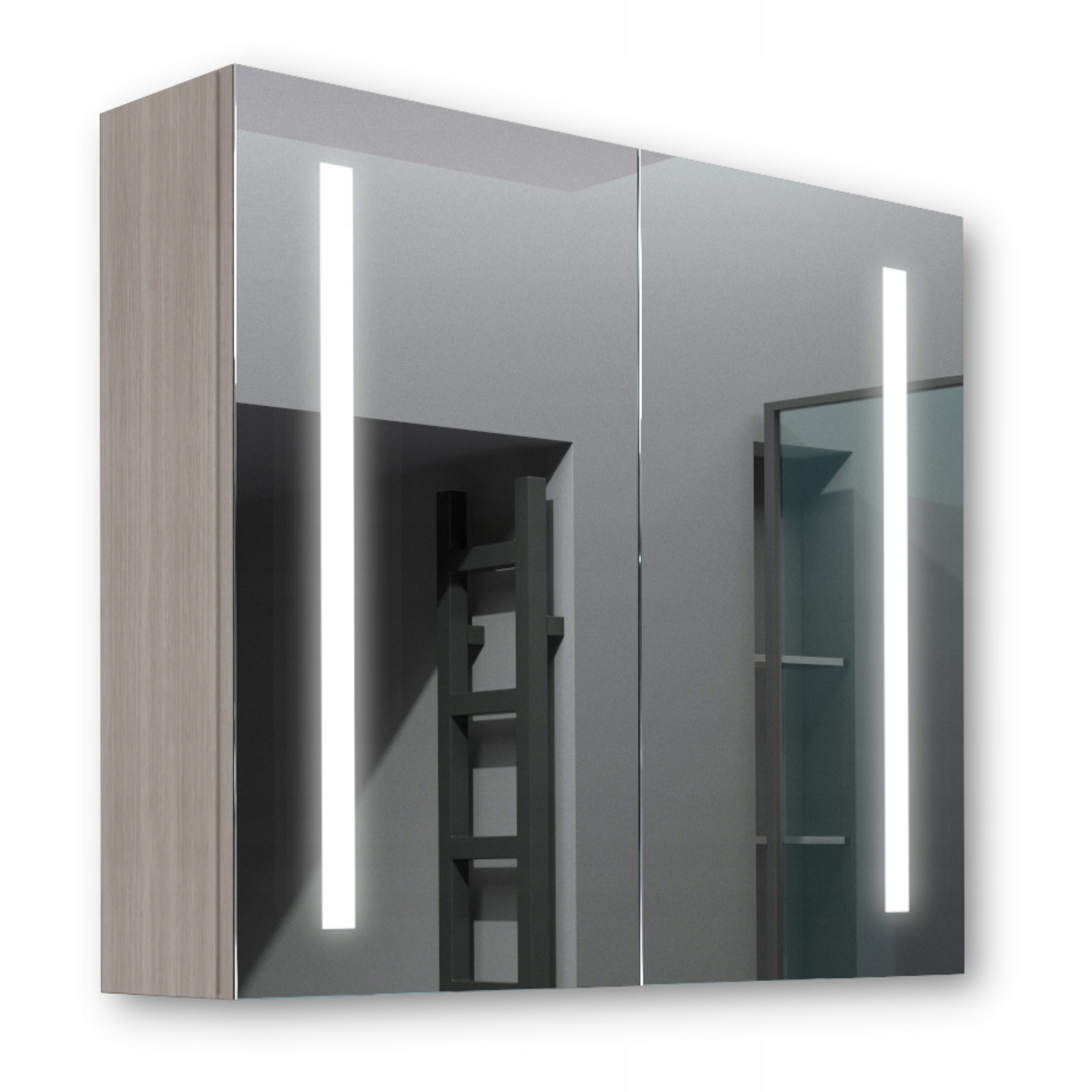 Drevená skrinka 80x70 Led zrkadlo Apollo Akácia
