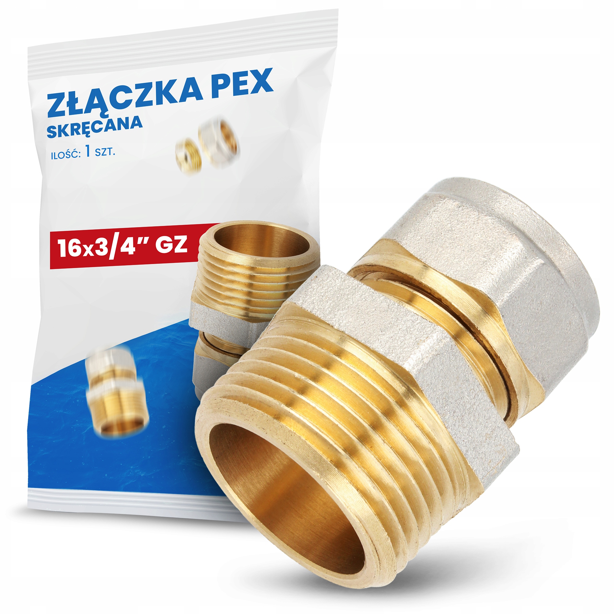 

Złączka Pex Alupex Skręcana Nypel Mufa 16x3/4'' Gz