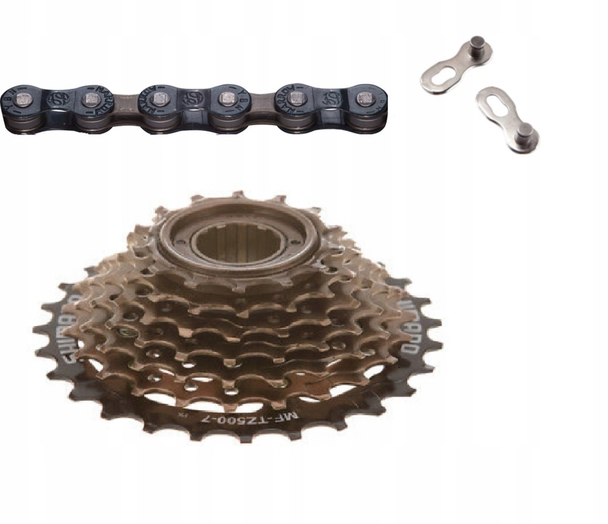 Zestaw wolnobieg 7 rz Shimano MF-TZ500 14-28 z osłoną +ybn S50