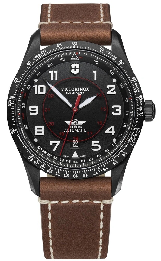Pánské Hodinky Victorinox 241886 Airboss Mechanical Hnědé S Páskem 100 M