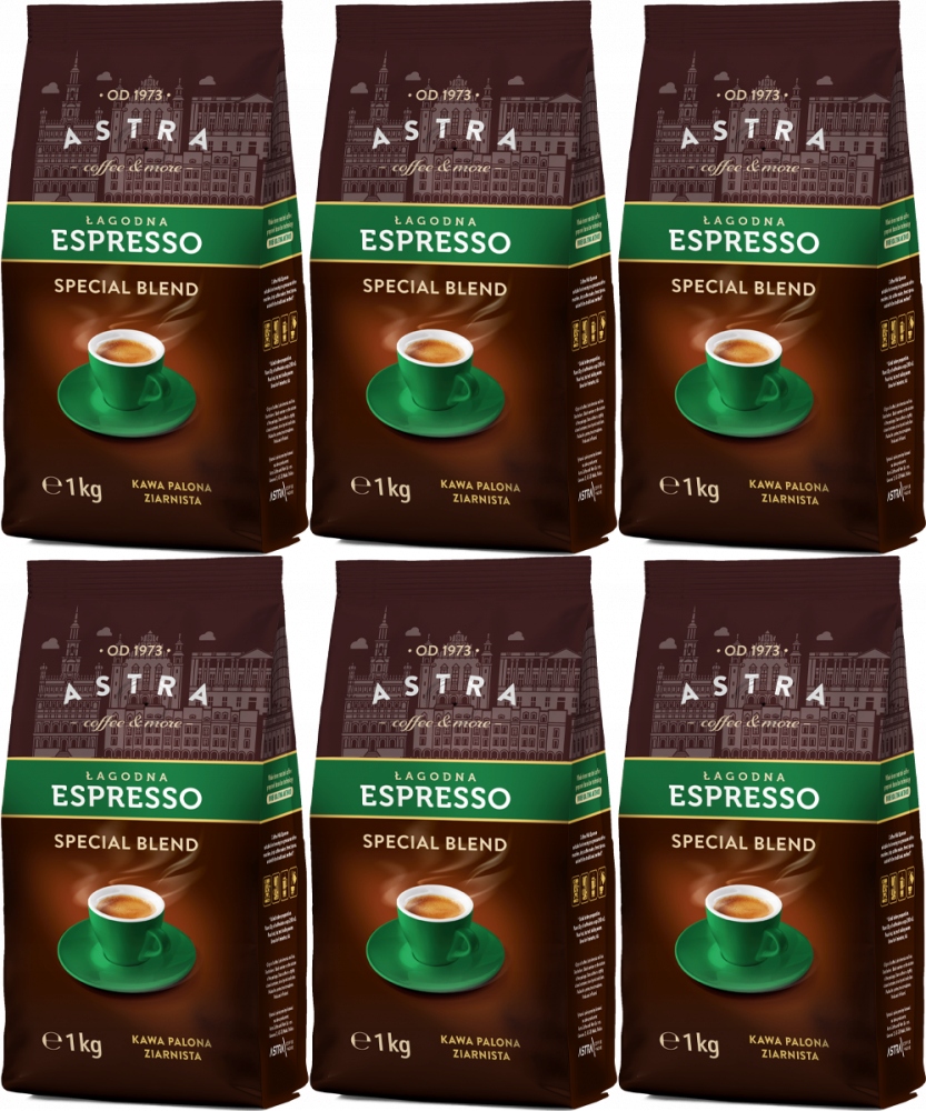 Kawa ziarnista Astra Łagodna Espresso 1kg x6