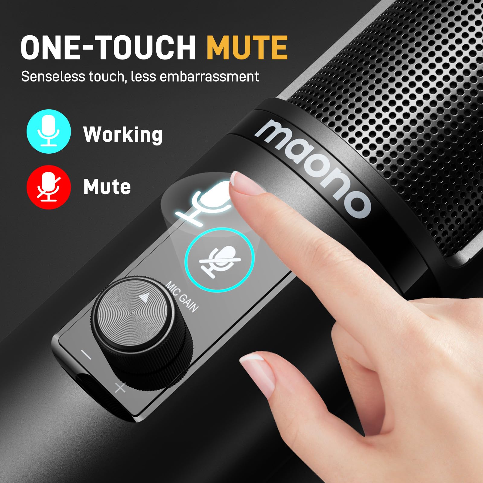 MAONO Mikrofon USB PC Do Streamingu Podcastów Gamingu YouTube Twitch — miniatura 3
