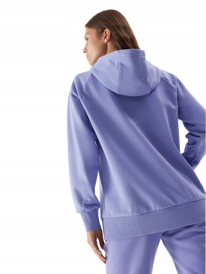 4F Bluza Dresowa Damska nierozpinana z kapturem luźna bawełniana fiolet L Rozmiar L