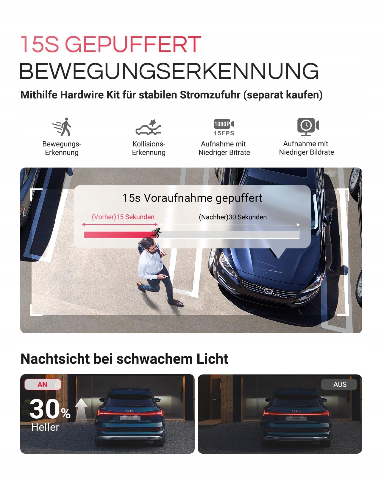 VANTRUE E1 Pro 4K HDR Dash Cam GPS WiFi Night Recording 160° — miniatura 6