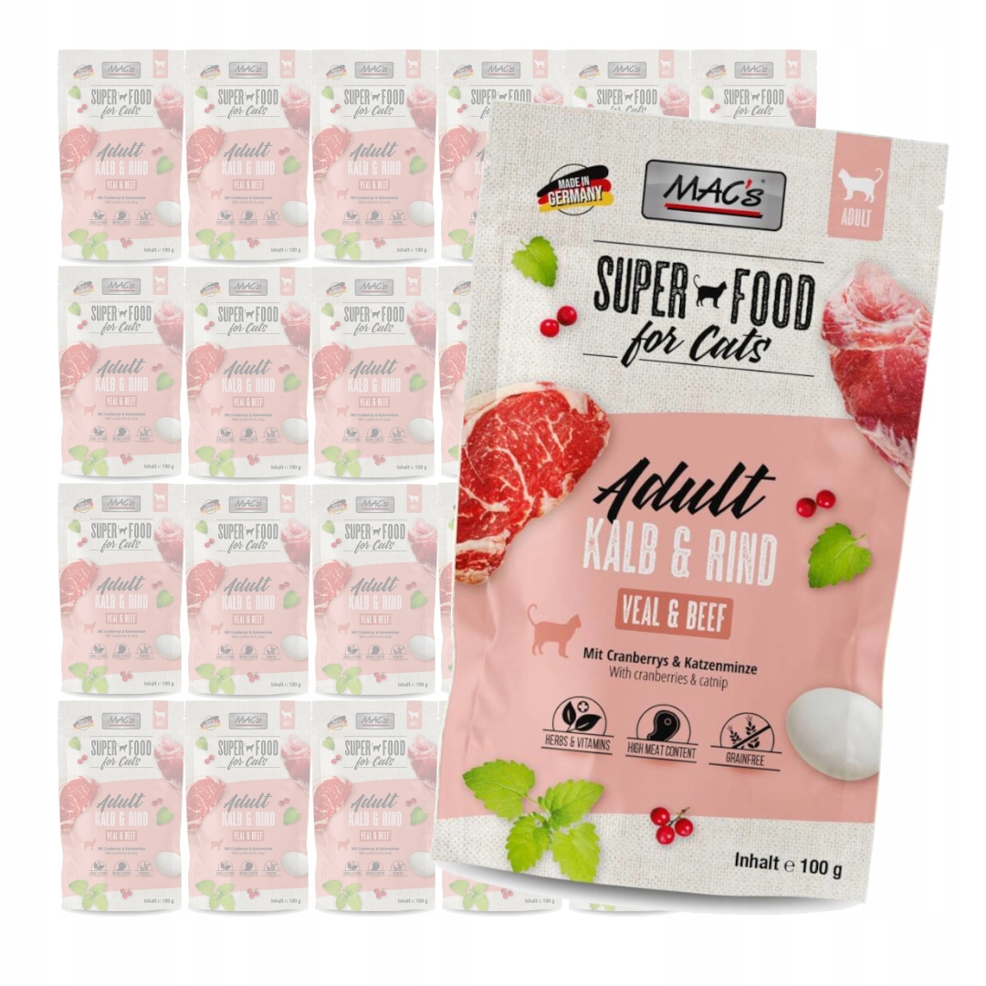 Levně MAC's Cat Mokré Krmivo Pro Kočky Telecí a hovězí 24x100 g