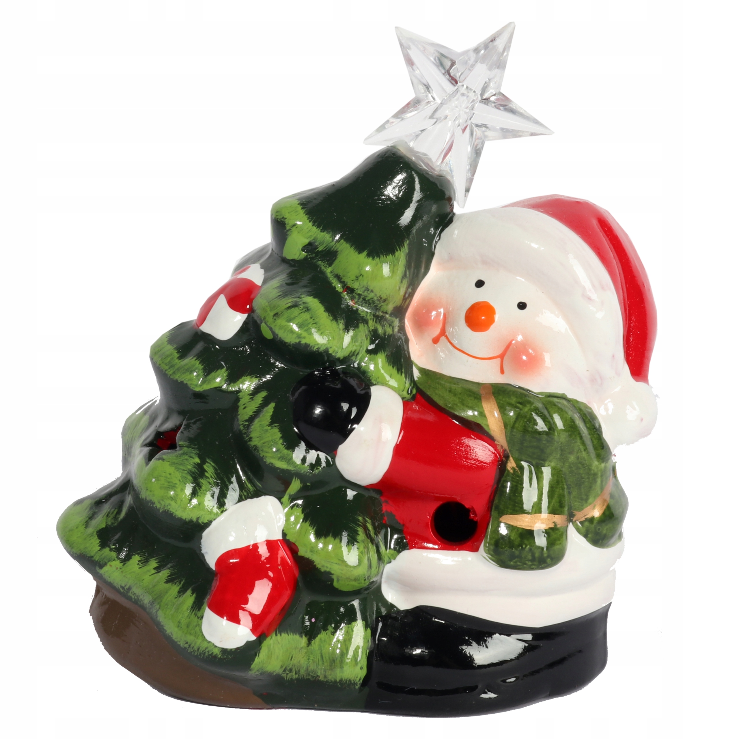 

Ozdoba świąteczna ceramiczny Bałwan z choinką Led