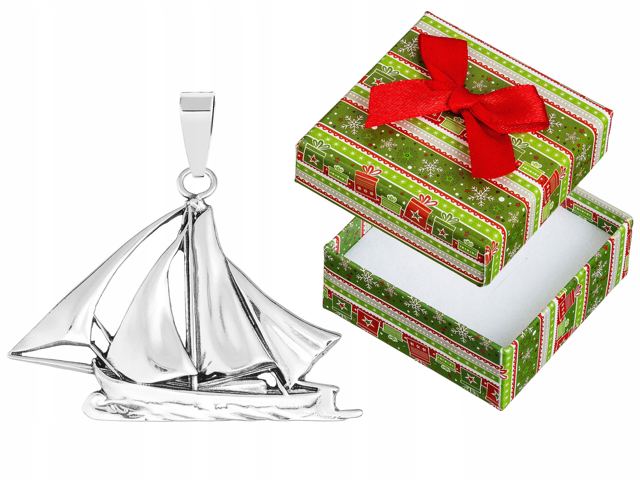 Velký stříbrný přívěsek Jachta Oxidovaný Přívěsek Loď Plachetnice Stříbro 925