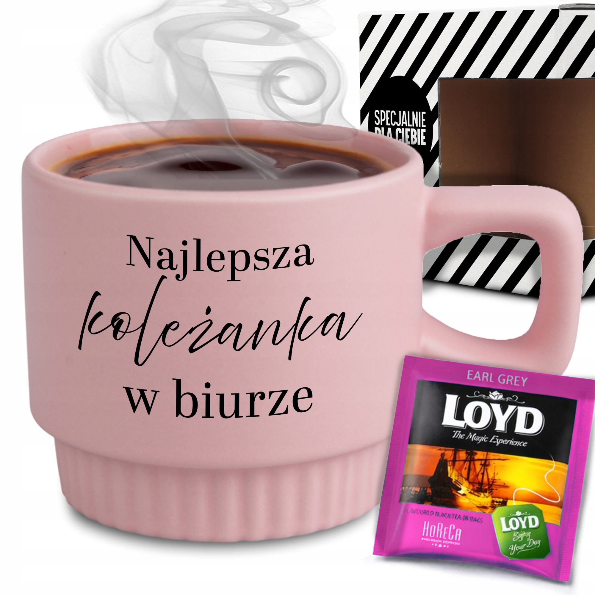 Hrnček Ryhovaný Set Krabička Čaj Ružová Najlepšia Kolegyňa V Kancelárii