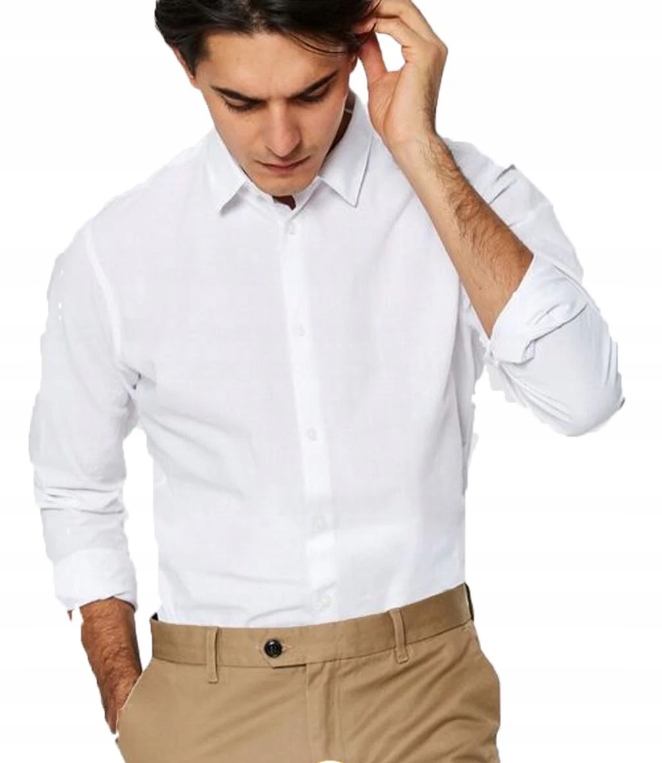 Selected Homme Bílá Košile Len Bavlna Slim Na Knoflíky S N1B