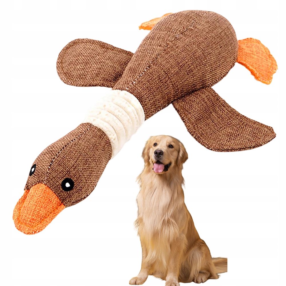 Levně Hračka Pro Psy Pro Kočku Plyšová Silná Velká 32 CM Husí Hnědá Měkká