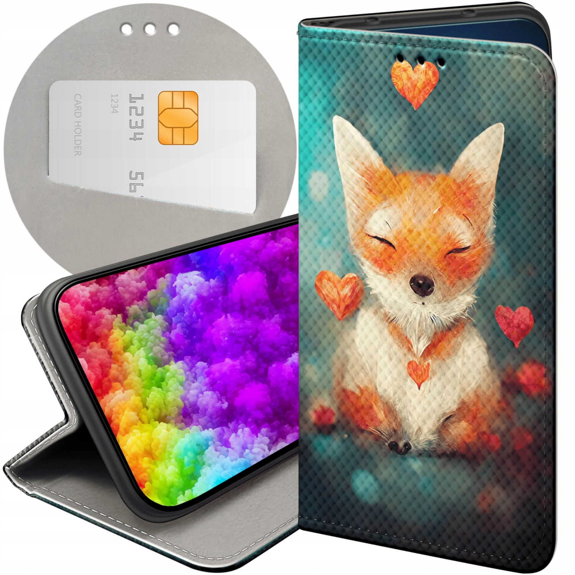Etui Z Klapką Do Oppo A40 Liski Lisy Fox Futerał Pokrowiec Case